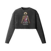 JESUS LIFTS- Womens Long Sleeve Crop Top