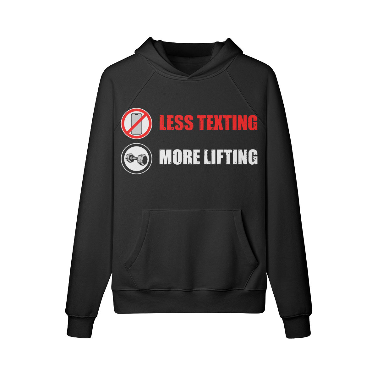 LESS TEXTING MORE LIFTING- Hoodie-Black-League of Lifters