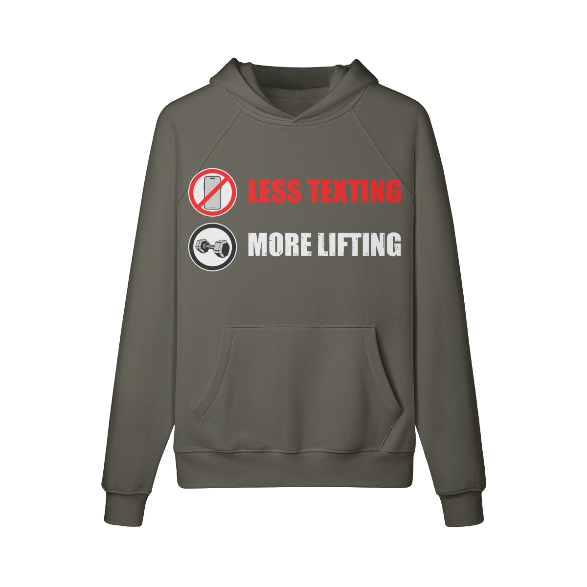 LESS TEXTING MORE LIFTING- Hoodie-Charcoal Grey-League of Lifters