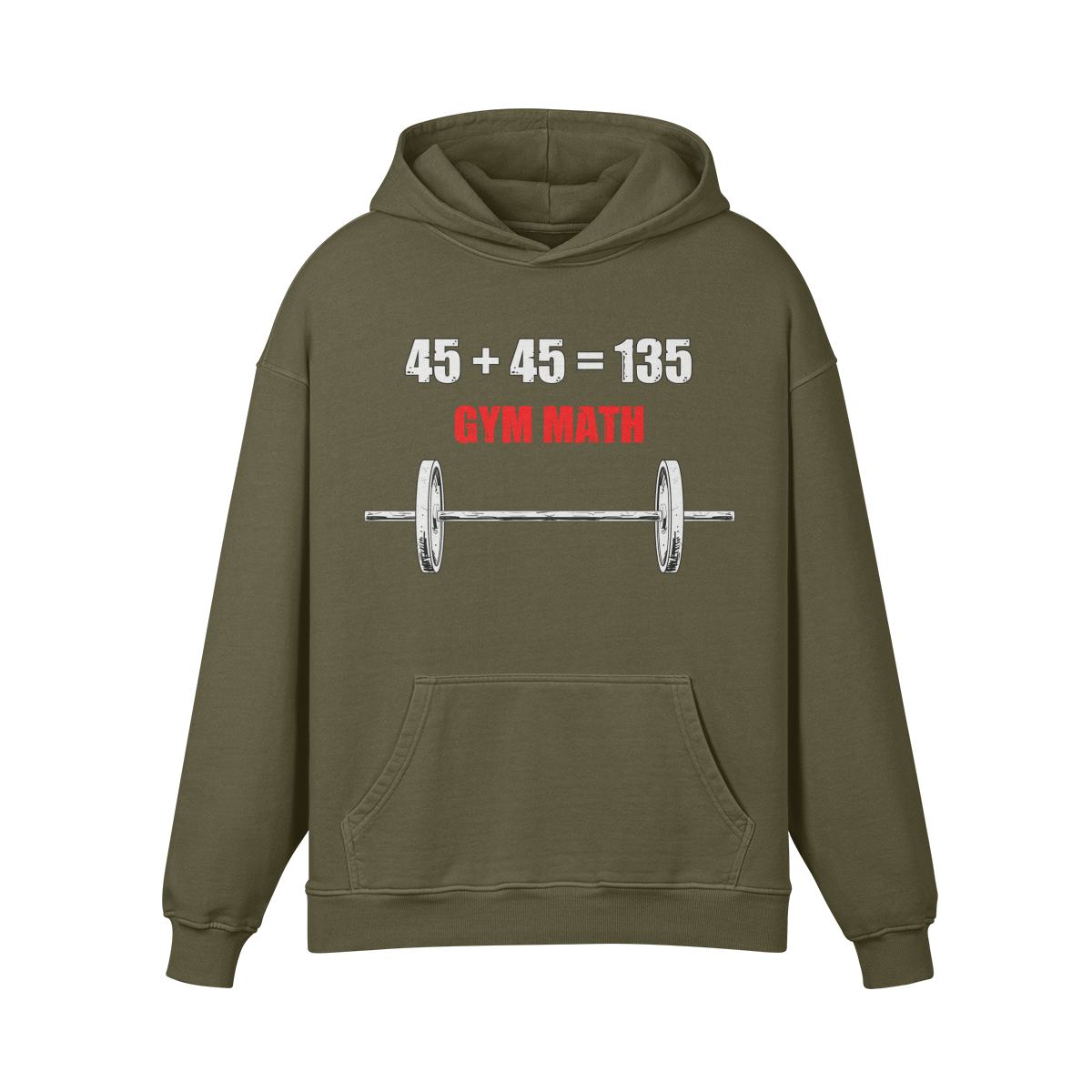 GYM MATH- Oversized Hoodie-Olive Green-League of Lifters
