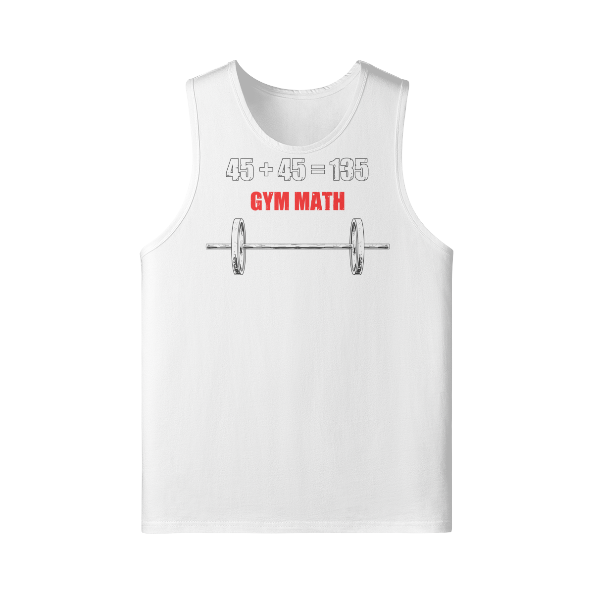 GYM MATH- Tank Top-White-League of Lifters