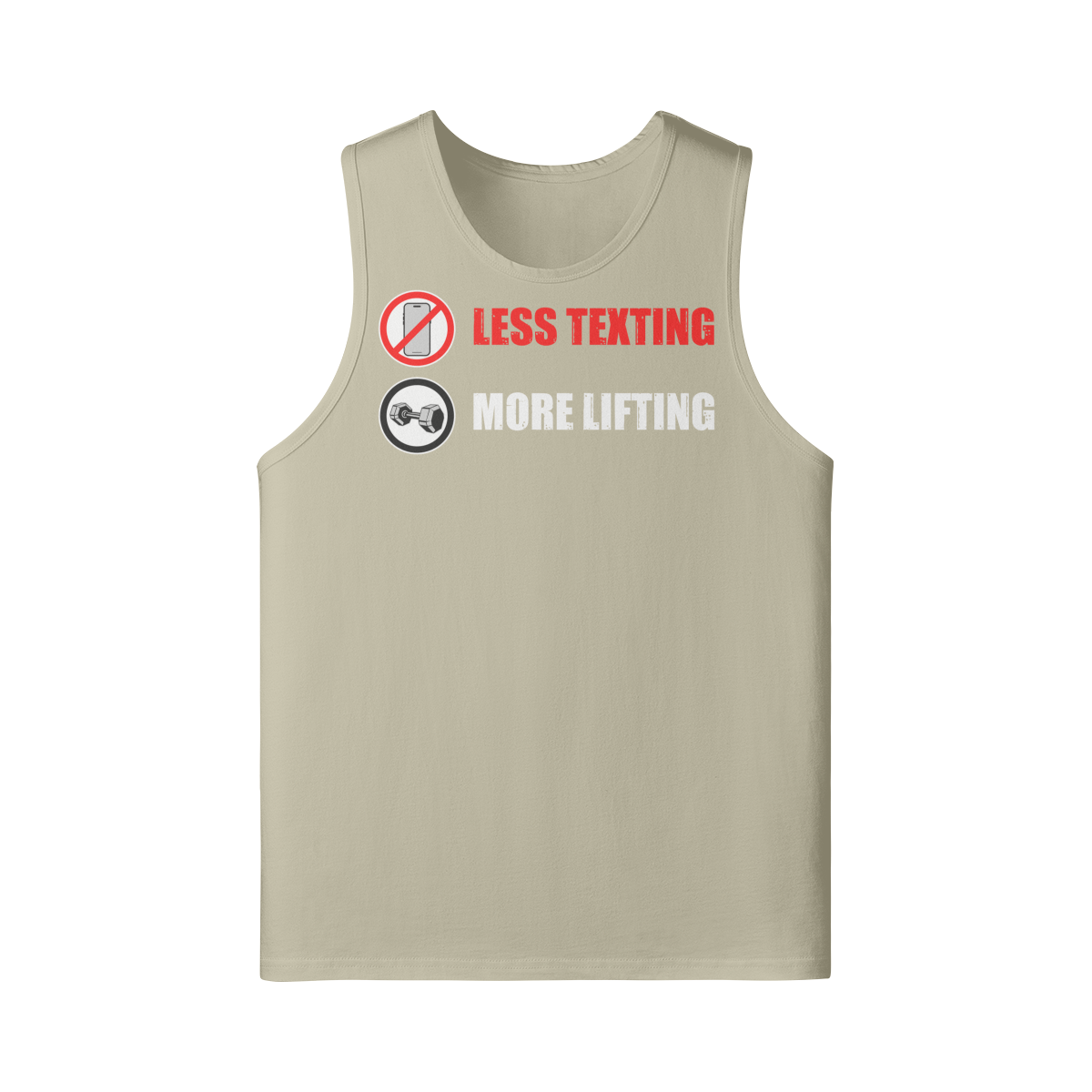 LESS TEXTING MORE LIFTING- Tank Top-Rice Apricot-League of Lifters
