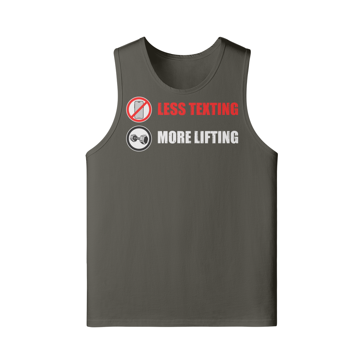 LESS TEXTING MORE LIFTING- Tank Top-Charcoal Grey-League of Lifters