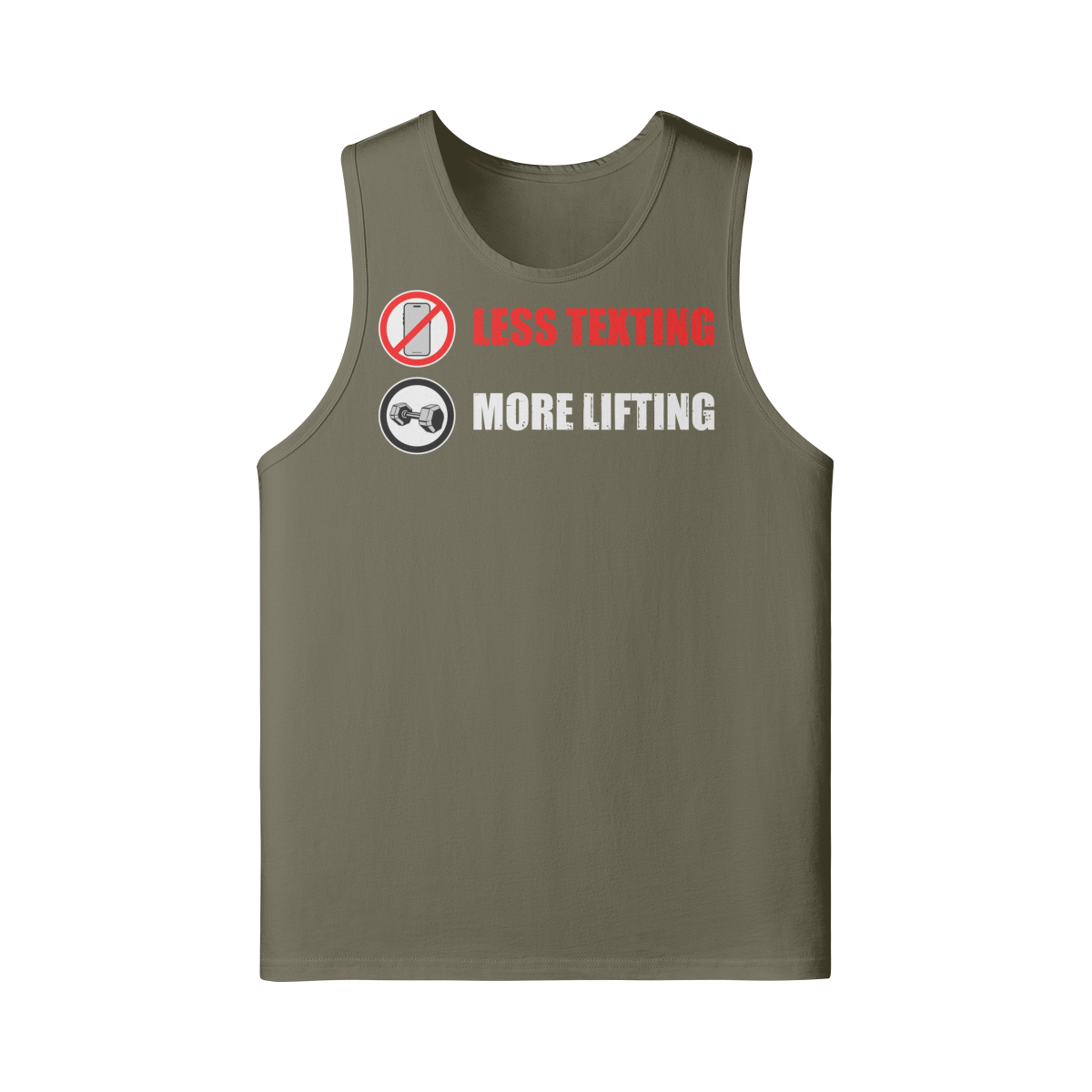 LESS TEXTING MORE LIFTING- Tank Top-Camel-League of Lifters