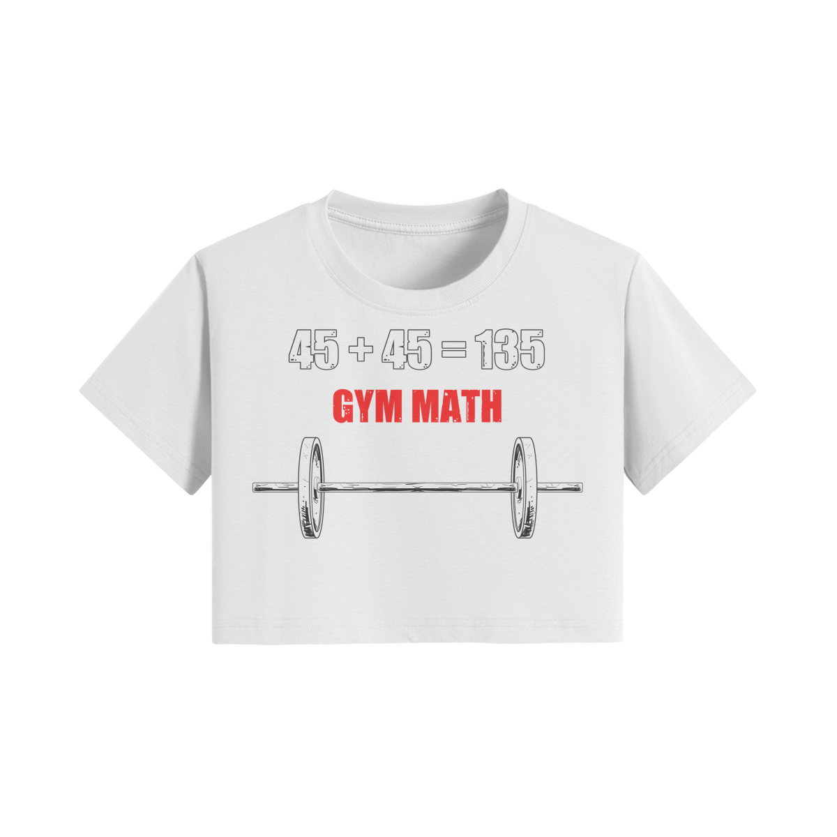 GYM MATH- Womens Crop Top-White-League of Lifters