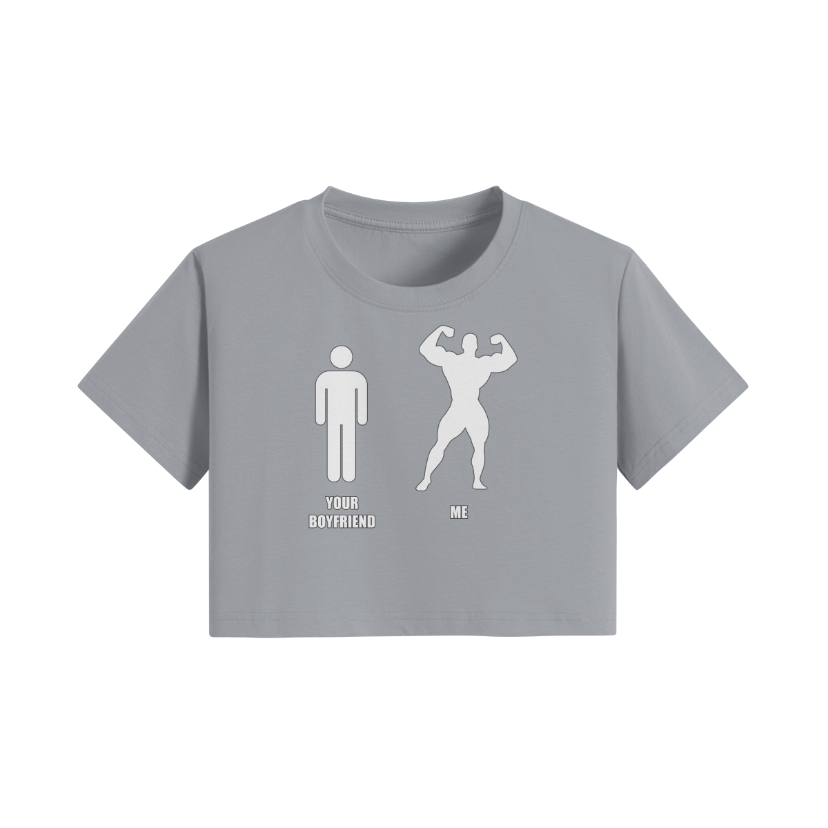 YOUR BOYFRIEND VS ME- Womens Crop Top-Light Gray-League of Lifters