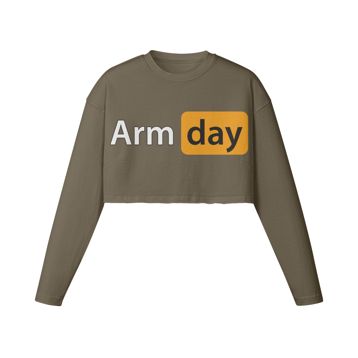 ARM DAY- Womens Long Sleeve Crop Top-Army Brown-League of Lifters