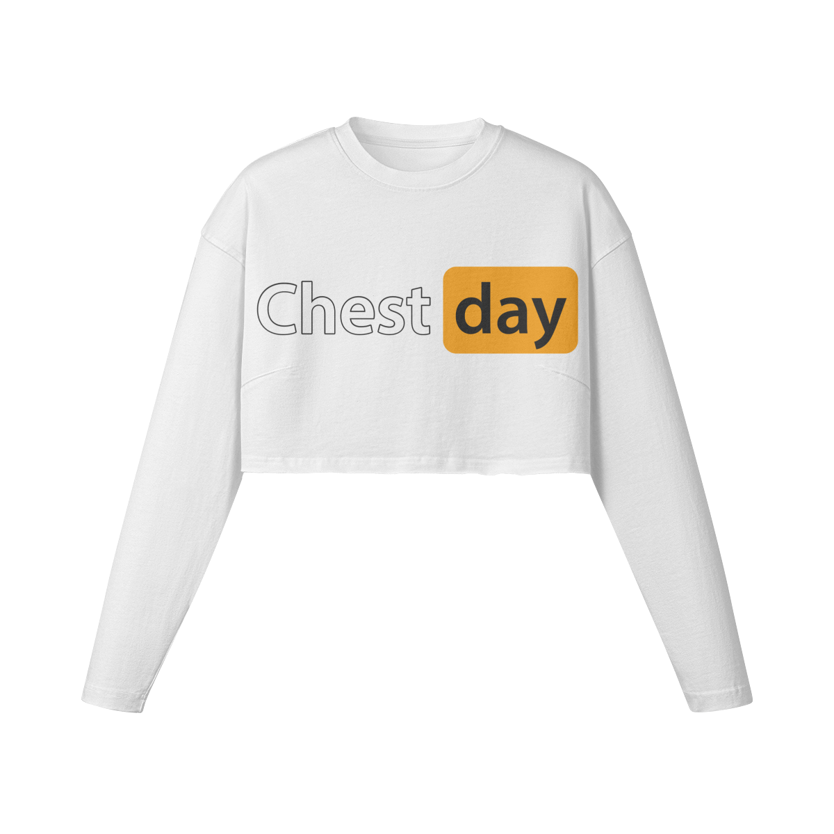 CHEST DAY- Womens Long Sleeve Crop Top-White-League of Lifters