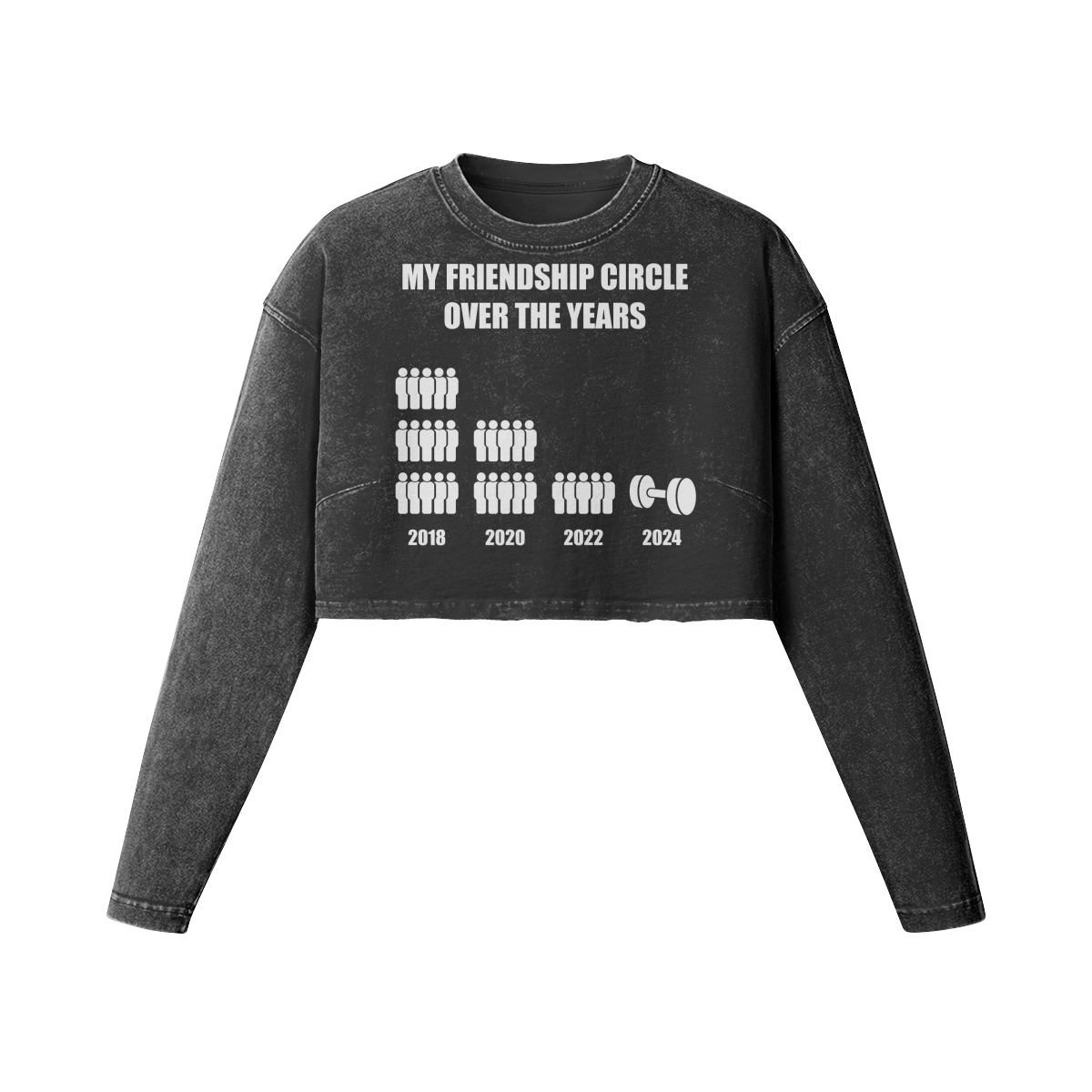 FRIENDSHIP CIRCLE- Womens Long Sleeve Crop Top-Faded Black-League of Lifters