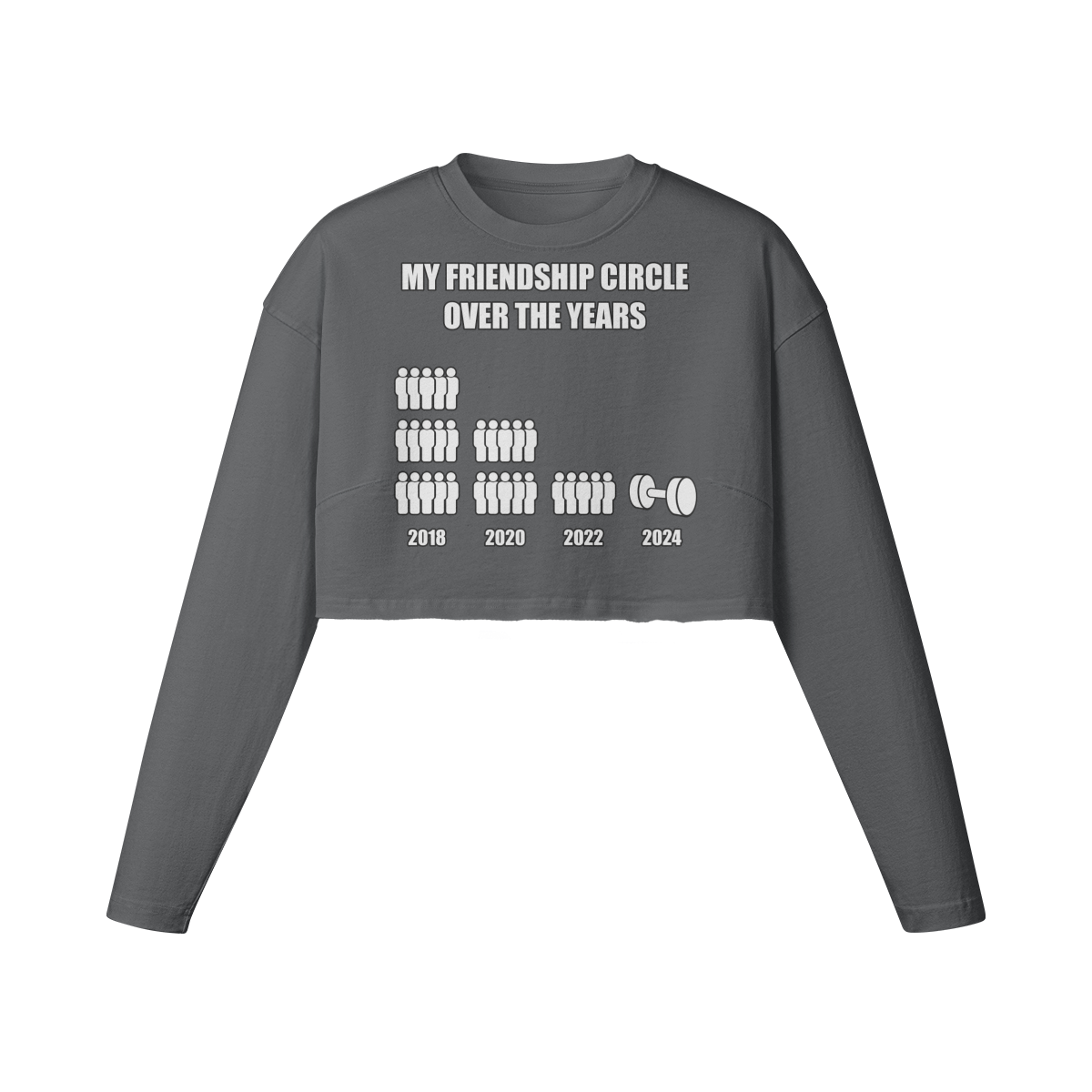 FRIENDSHIP CIRCLE- Womens Long Sleeve Crop Top-Carbon Gray-League of Lifters