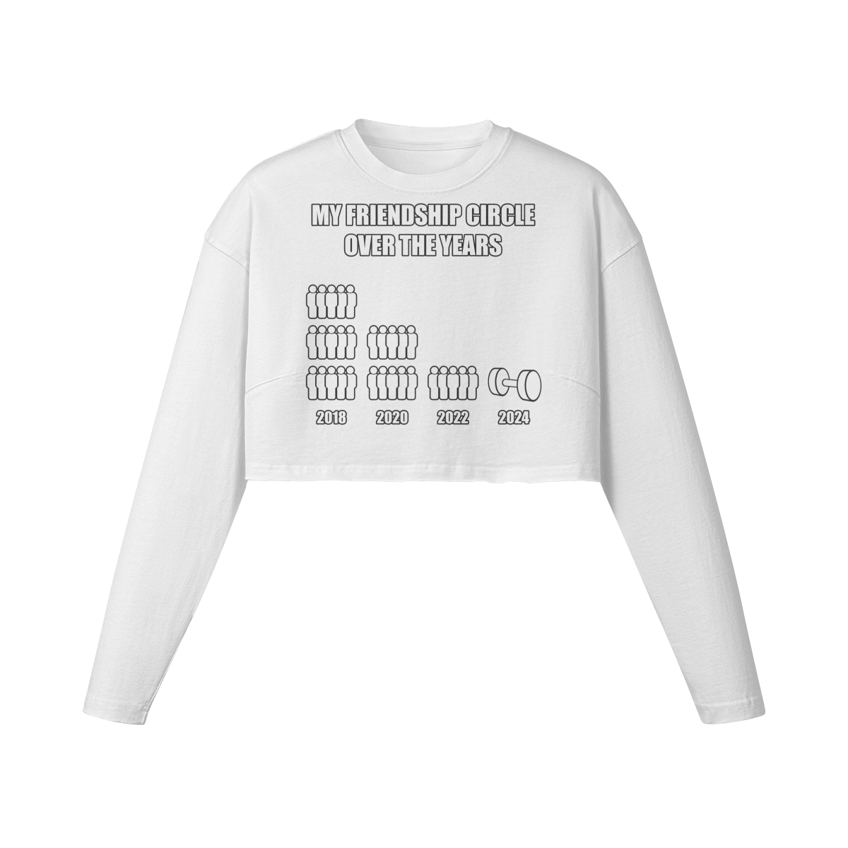 FRIENDSHIP CIRCLE- Womens Long Sleeve Crop Top-White-League of Lifters