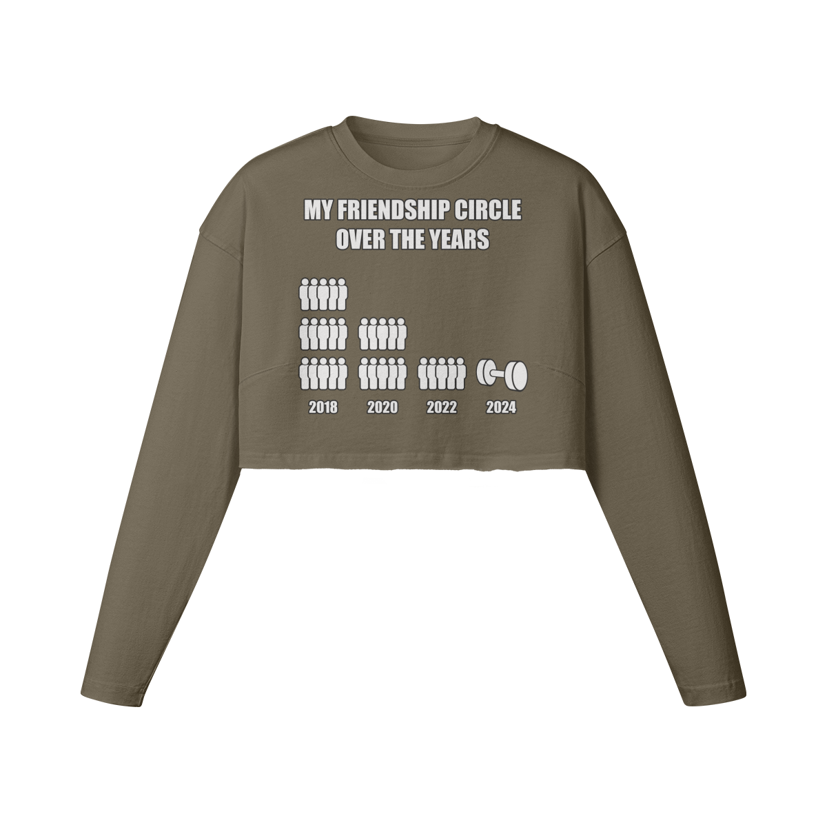 FRIENDSHIP CIRCLE- Womens Long Sleeve Crop Top-Army Brown-League of Lifters