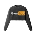 GYM HUB- Womens Long Sleeve Crop Top-Faded Black-League of Lifters