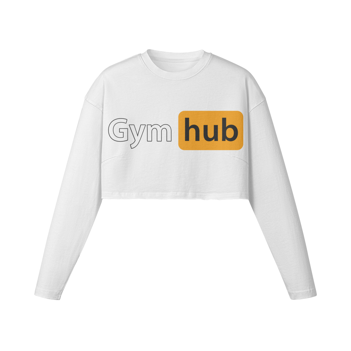 GYM HUB- Womens Long Sleeve Crop Top-White-League of Lifters