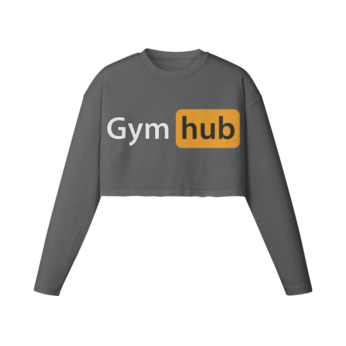 GYM HUB- Womens Long Sleeve Crop Top-Carbon Gray-League of Lifters