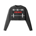 GYM MATH- Womens Long Sleeve Crop Top-Faded Black-League of Lifters