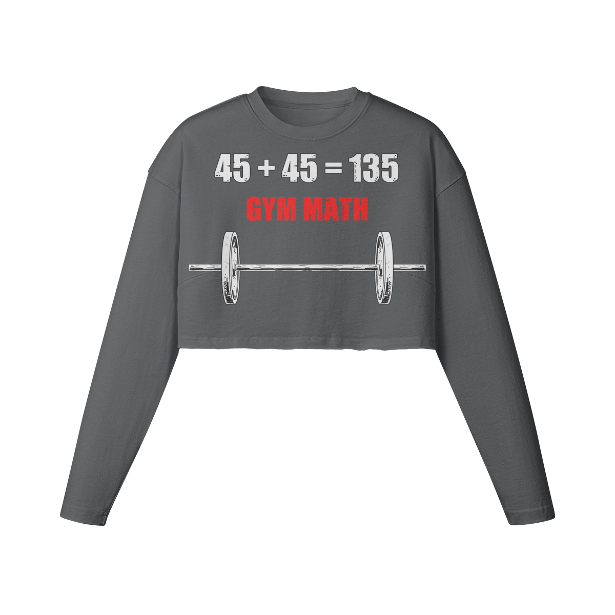 GYM MATH- Womens Long Sleeve Crop Top-Carbon Gray-League of Lifters