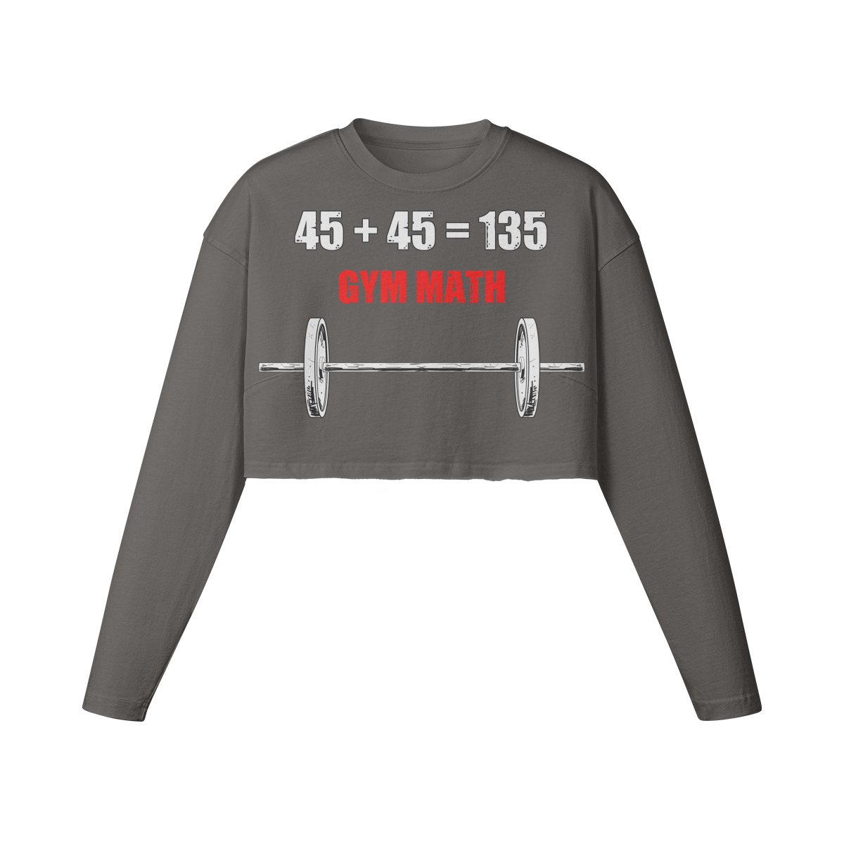 GYM MATH- Womens Long Sleeve Crop Top-Granite Gray-League of Lifters