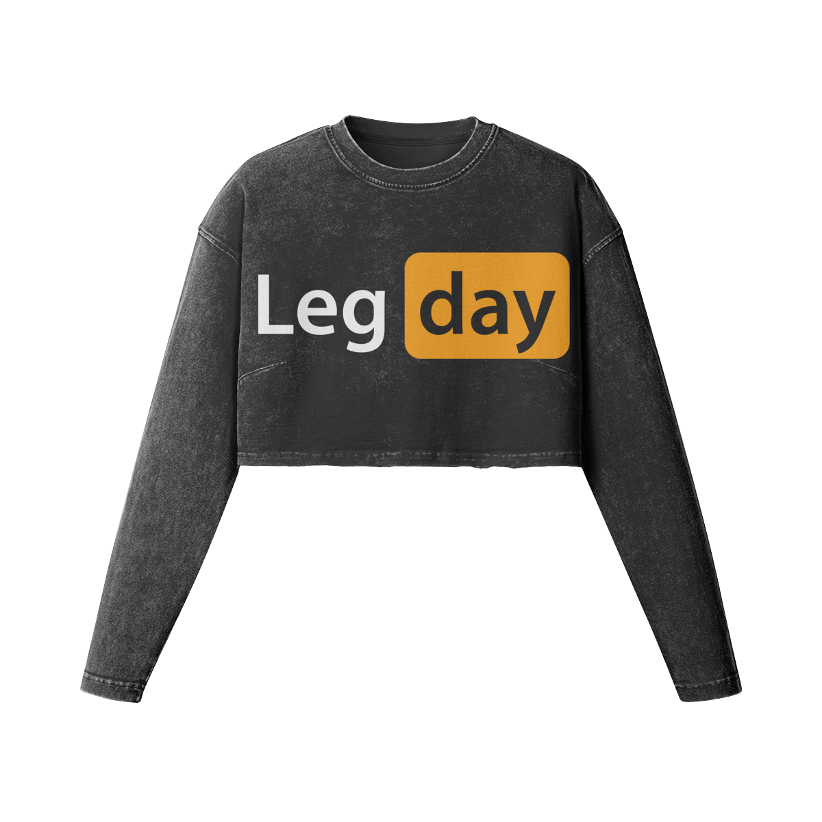 LEG DAY- Womens Long Sleeve Crop Top-Faded Black-League of Lifters