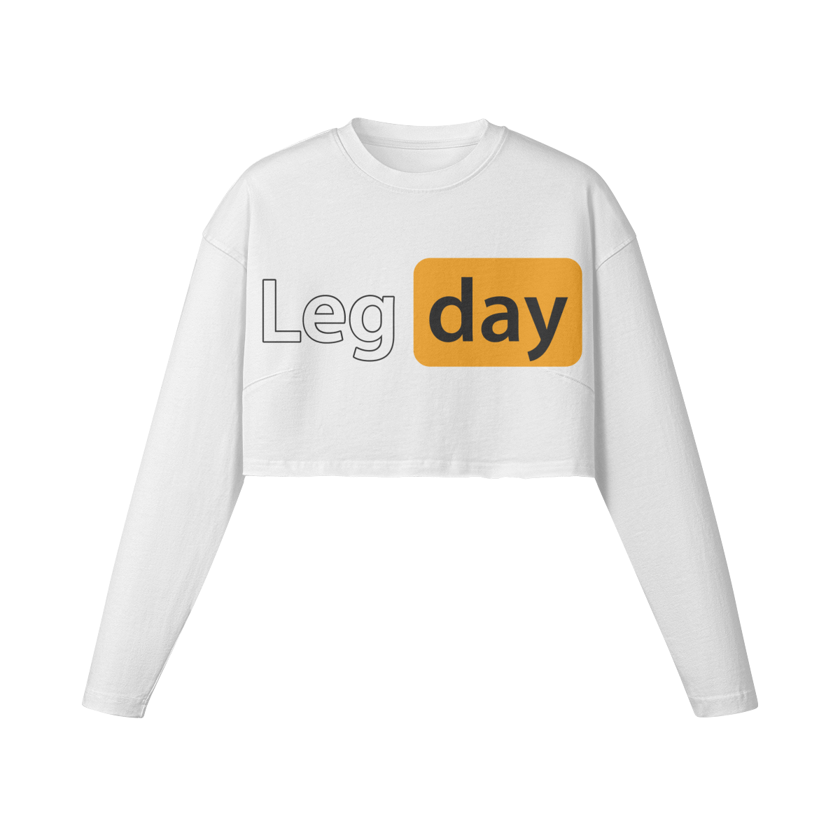 LEG DAY- Womens Long Sleeve Crop Top-White-League of Lifters