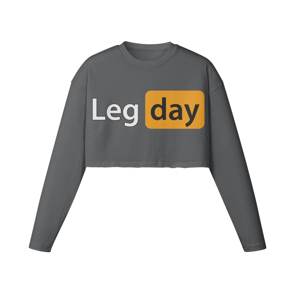 LEG DAY- Womens Long Sleeve Crop Top-Carbon Gray-League of Lifters