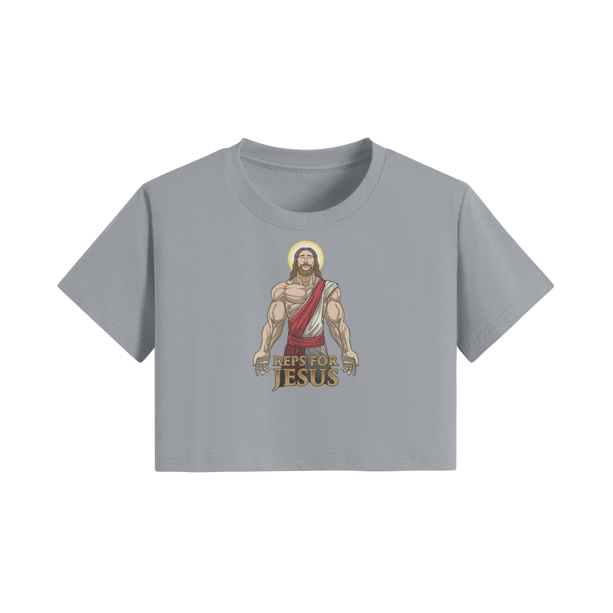 REPS FOR JESUS- Womens Crop Top-Light Gray-League of Lifters