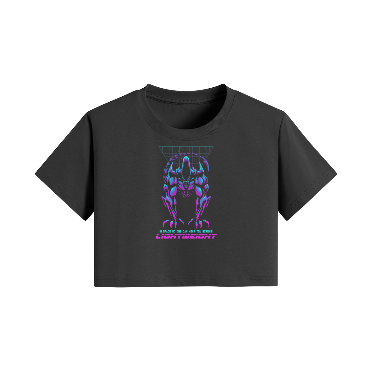 IN SPACE NO ONE CAN HEAR YOU- Womens Crop Top-Black-League of Lifters