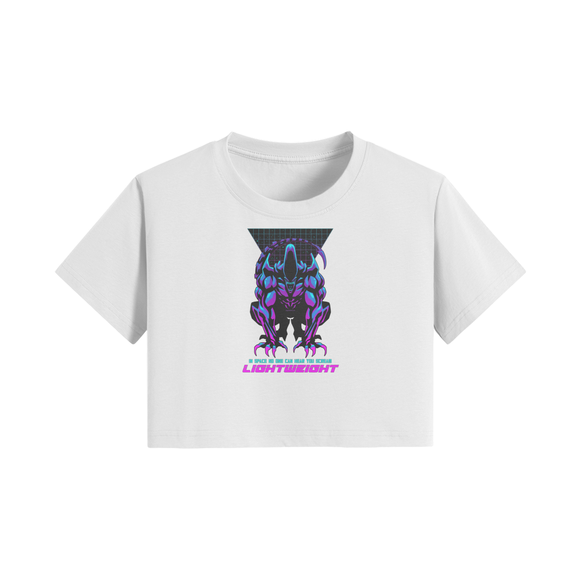 IN SPACE NO ONE CAN HEAR YOU- Womens Crop Top-White-League of Lifters