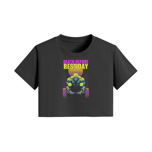 DEATH BEFORE REST DAY- Womens Crop Top-Black-League of Lifters