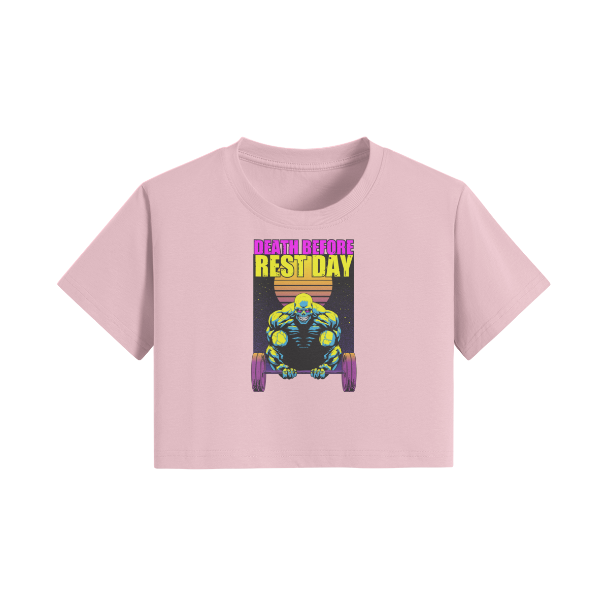DEATH BEFORE REST DAY- Womens Crop Top-Pink-League of Lifters