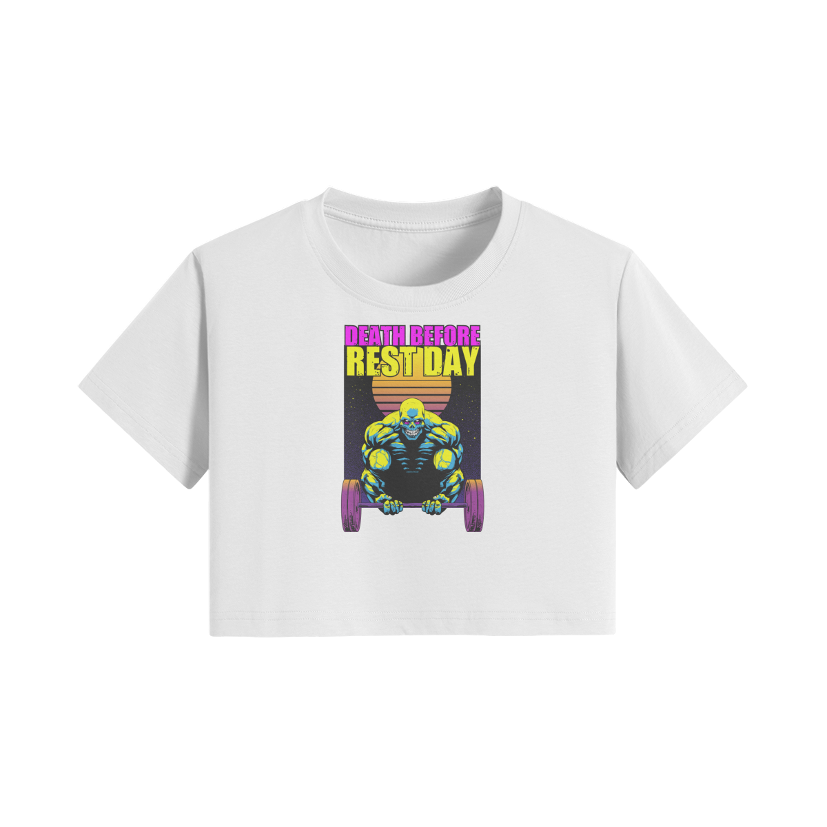 DEATH BEFORE REST DAY- Womens Crop Top-White-League of Lifters