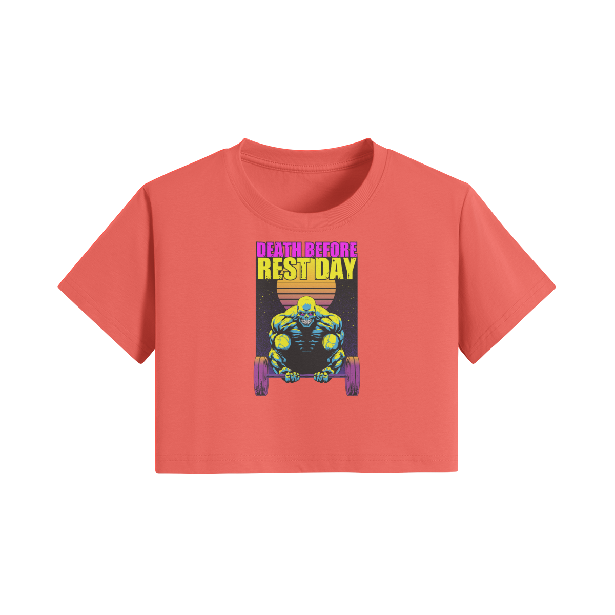 DEATH BEFORE REST DAY- Womens Crop Top-Grapefruit Red-League of Lifters