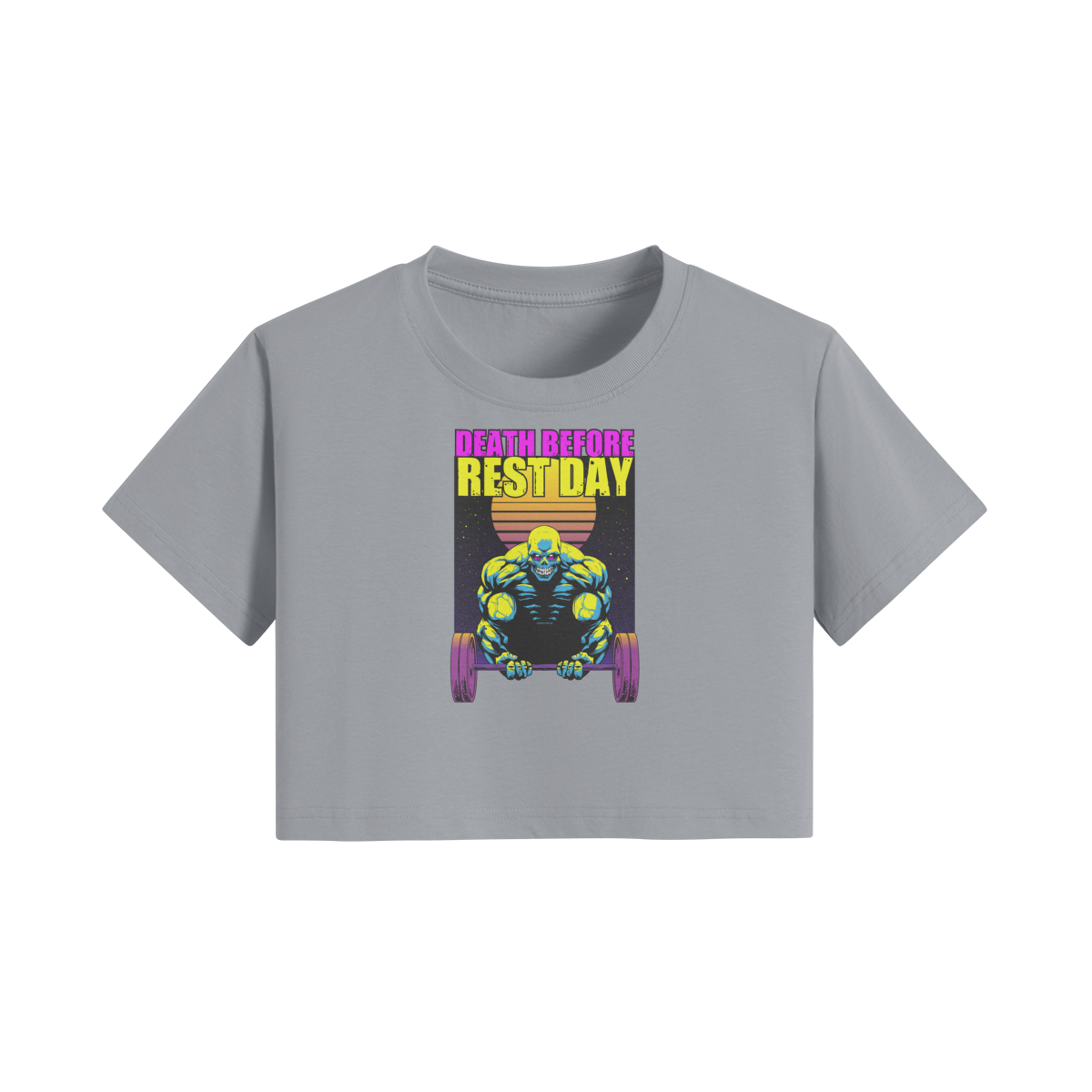 DEATH BEFORE REST DAY- Womens Crop Top-Light Gray-League of Lifters