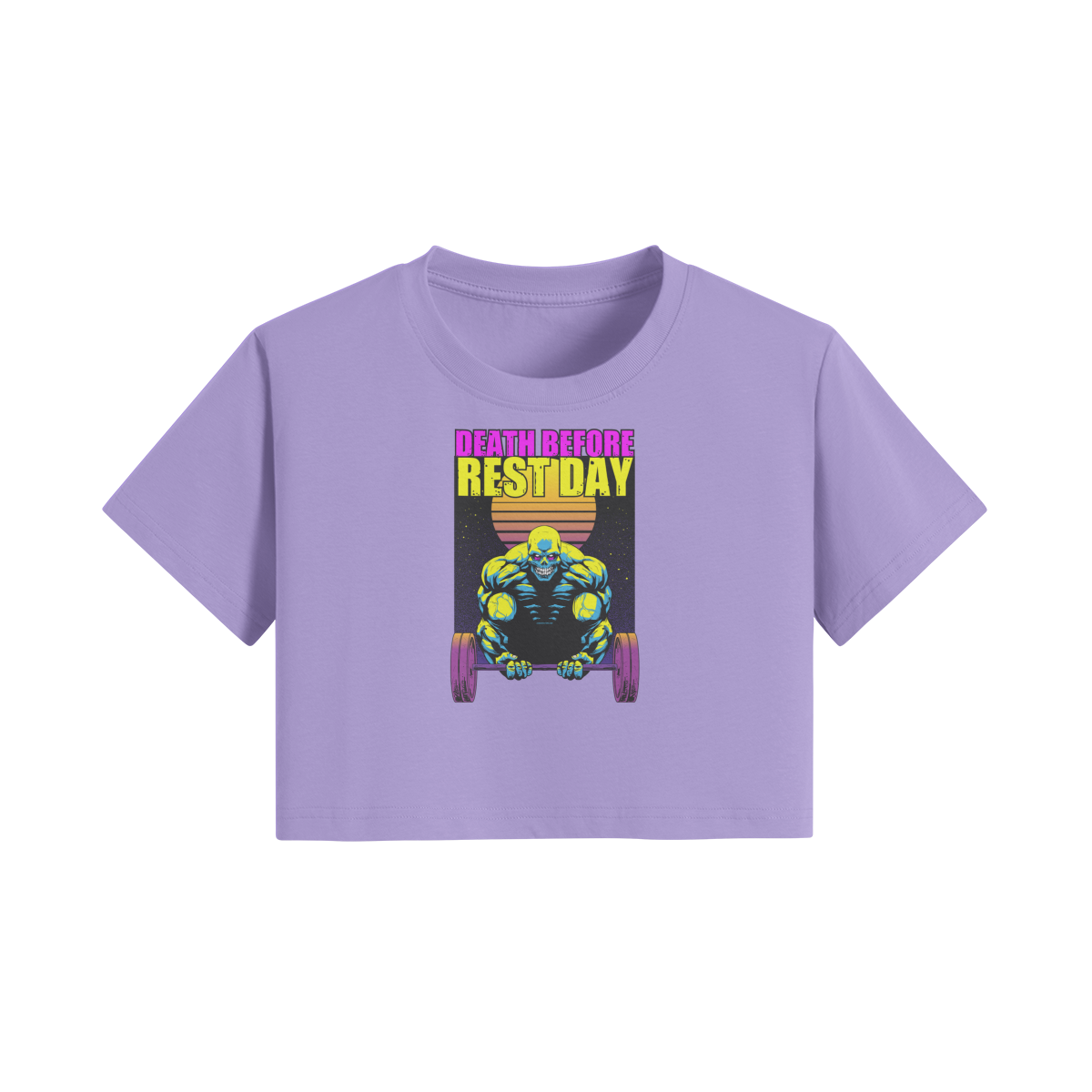 DEATH BEFORE REST DAY- Womens Crop Top-Lavender-League of Lifters