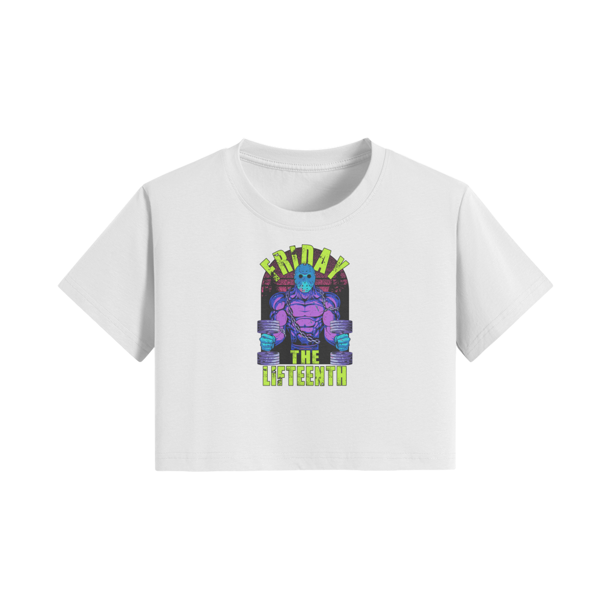 FRIDAY THE LIFTEENTH (RETRO)- Womens Crop Top-White-League of Lifters