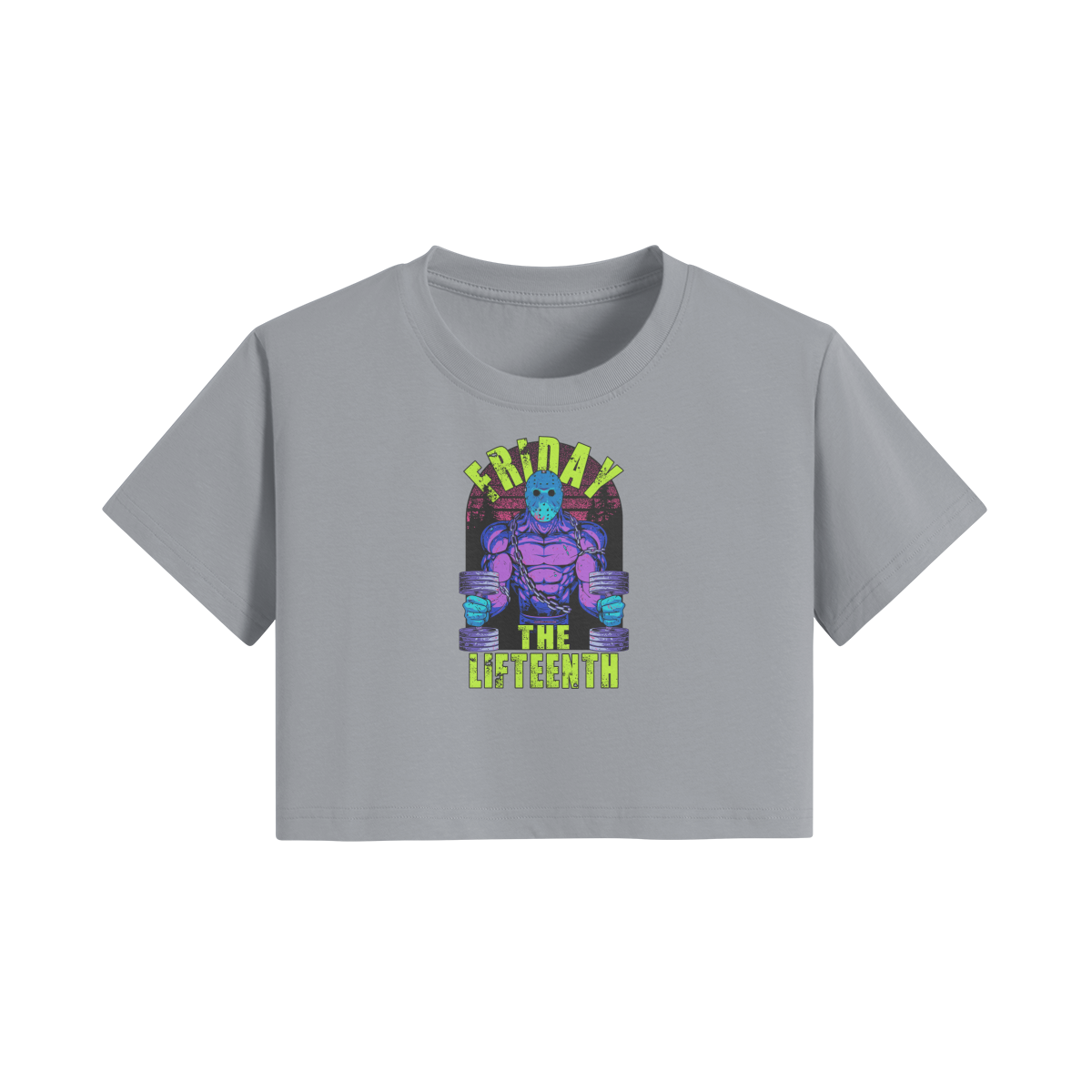 FRIDAY THE LIFTEENTH (RETRO)- Womens Crop Top-Light Gray-League of Lifters