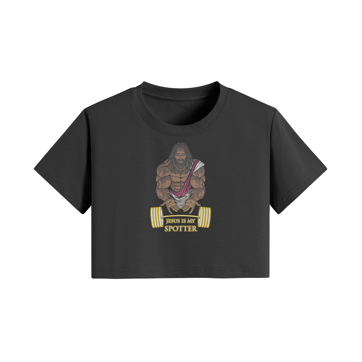 JESUS IS MY SPOTTER (DREADS)- Womens Crop Top-Black-League of Lifters
