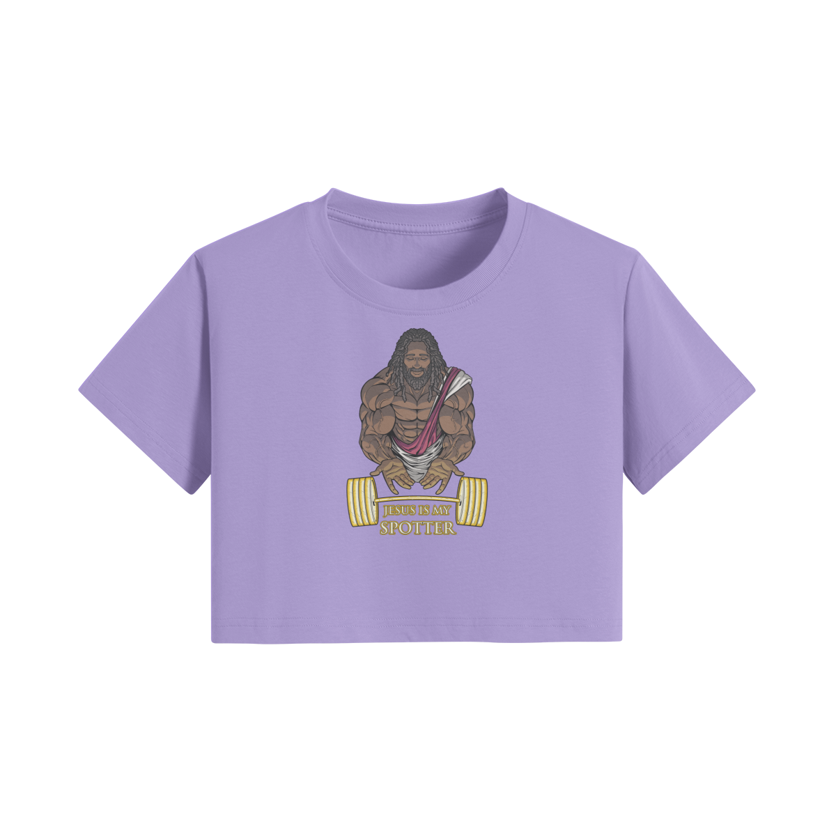 JESUS IS MY SPOTTER (DREADS)- Womens Crop Top-Lavender-League of Lifters