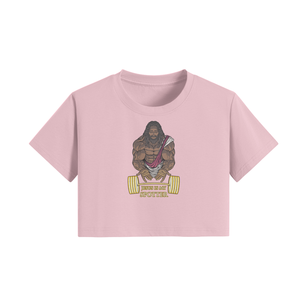 JESUS IS MY SPOTTER (DREADS)- Womens Crop Top-Pink-League of Lifters