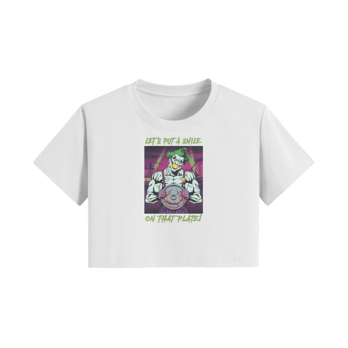 SMILE ON THAT PLATE- Womens Crop Top-White-League of Lifters