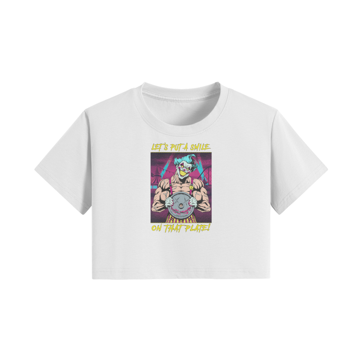 SMILE ON THAT PLATE (RETRO)- Womens Crop Top-White-League of Lifters