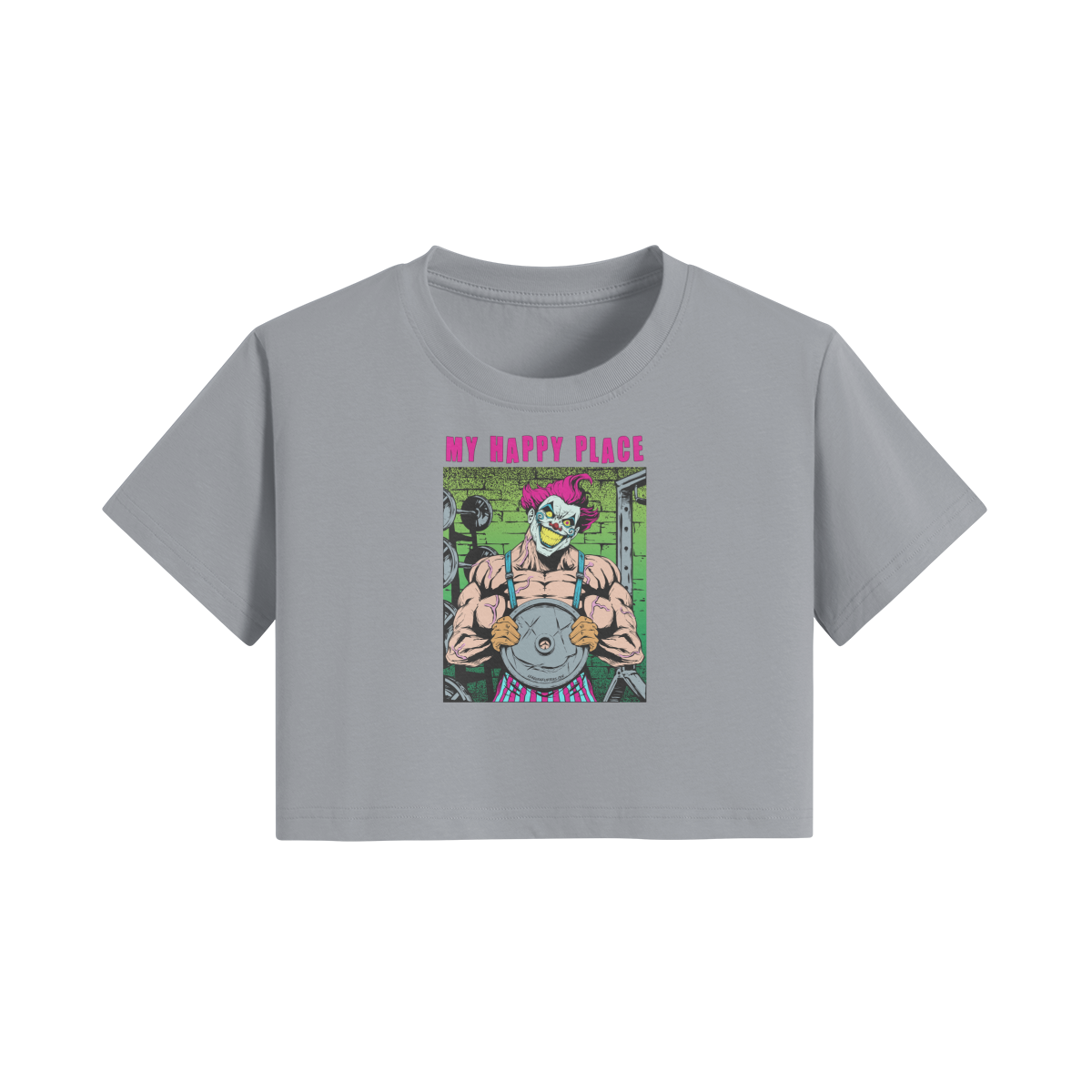 MY HAPPY PLACE- Womens Crop Top-Light Gray-League of Lifters