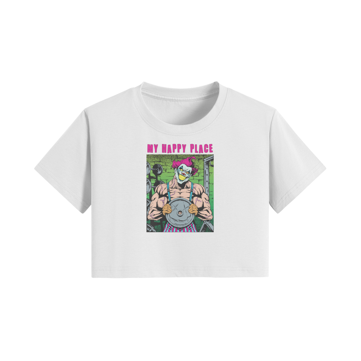 MY HAPPY PLACE- Womens Crop Top-White-League of Lifters