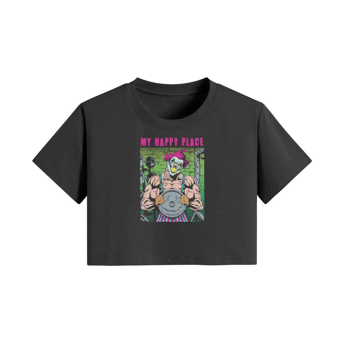 MY HAPPY PLACE- Womens Crop Top-Black-League of Lifters