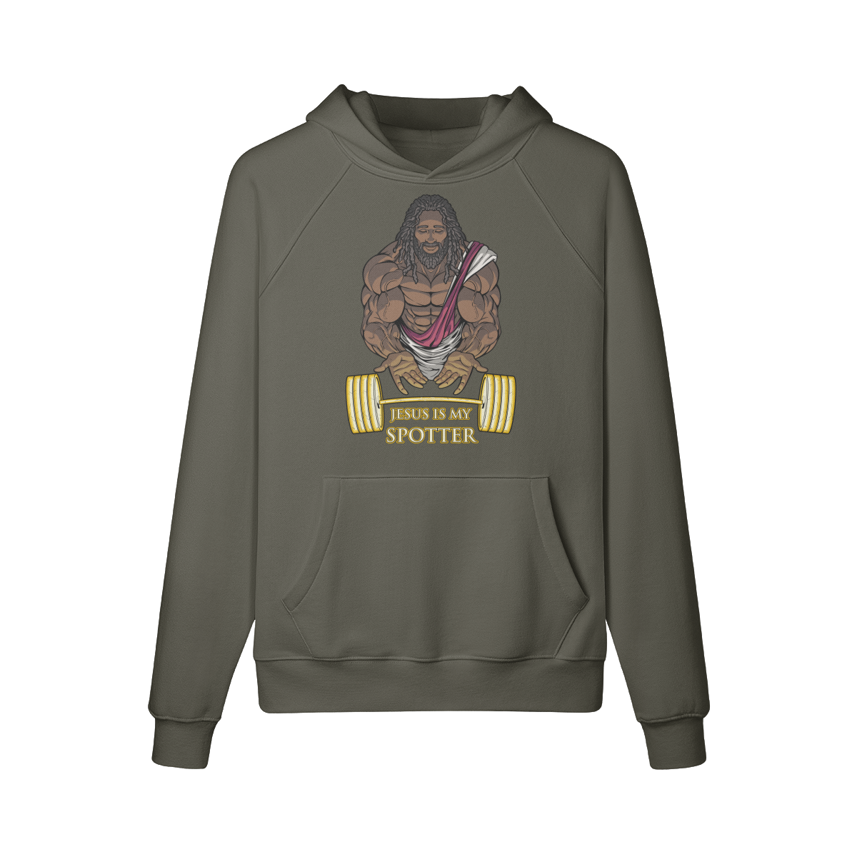 JESUS IS MY SPOTTER (DREADS)- Hoodie-Charcoal Grey-League of Lifters
