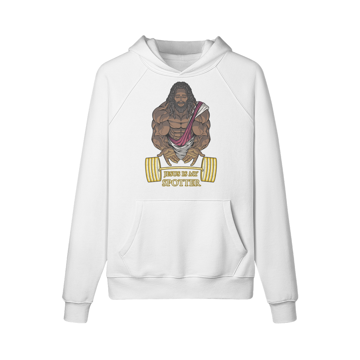JESUS IS MY SPOTTER (DREADS)- Hoodie-White-League of Lifters