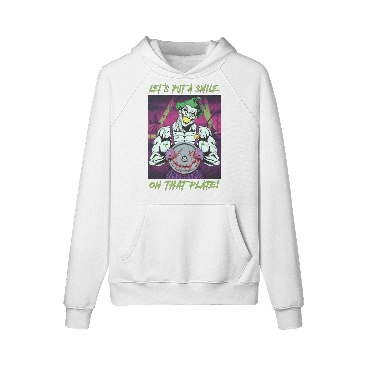 SMILE ON THAT PLATE- Hoodie-White-League of Lifters