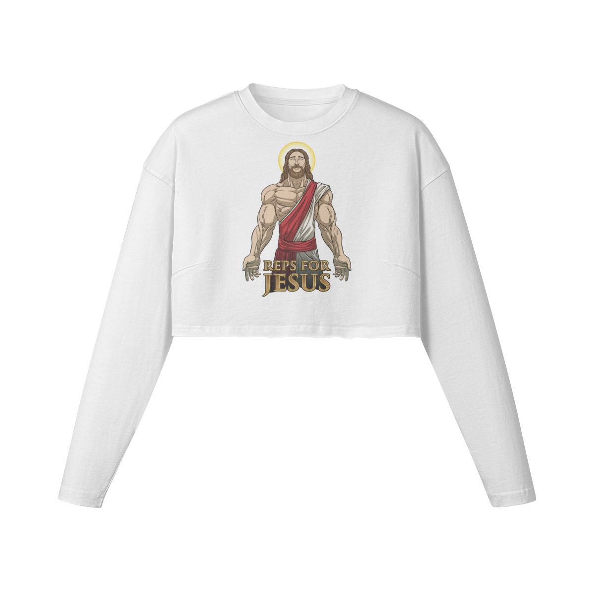 REPS FOR JESUS- Womens Long Sleeve Crop Top-White-League of Lifters