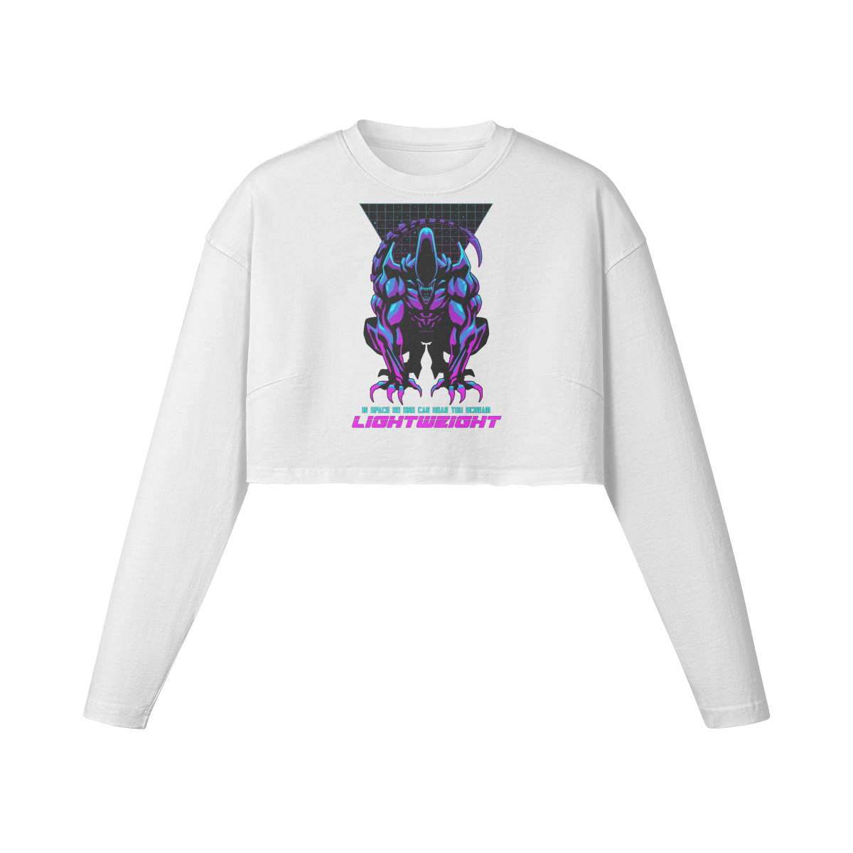 IN SPACE NO ONE CAN HEAR YOU- Womens Long Sleeve Crop Top-White-League of Lifters