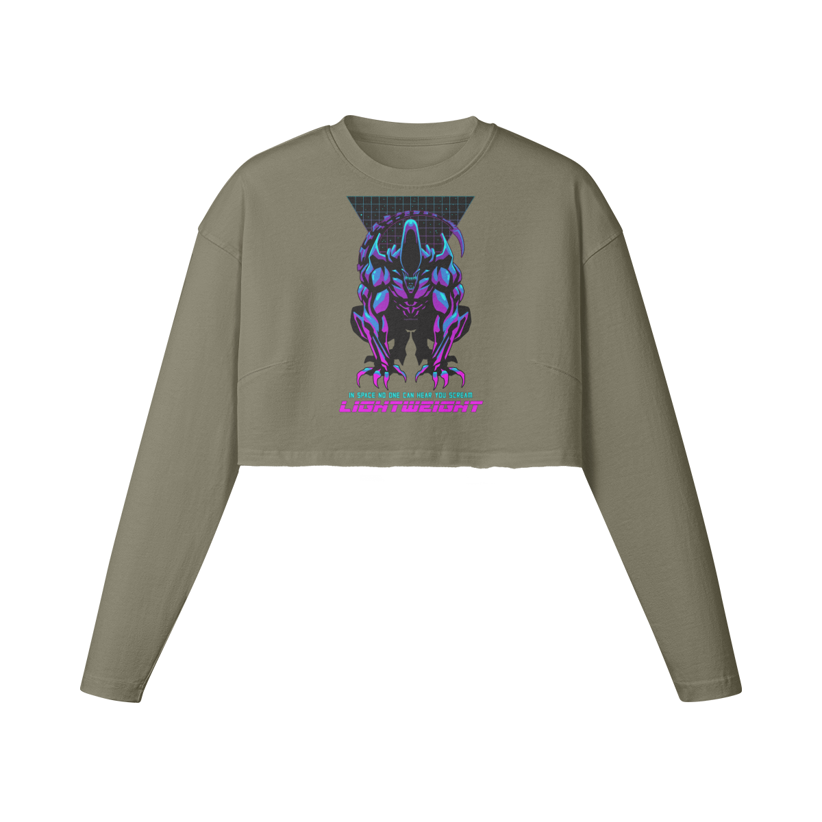 IN SPACE NO ONE CAN HEAR YOU- Womens Long Sleeve Crop Top-Artichoke-League of Lifters